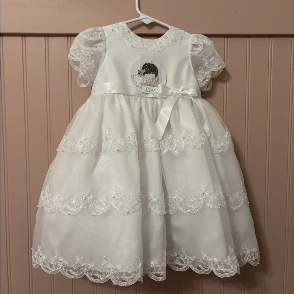Sarah Louise 12 Month White Christening Gown Dress New With Tags